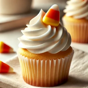 Vanilla Cupcake with White Buttercream Frosting and Candy Corn