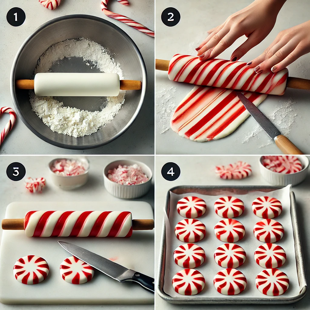 Step by step creating the peppermint candies 