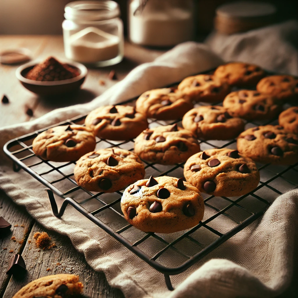 chewy chocolate chips cooling on a wire rack