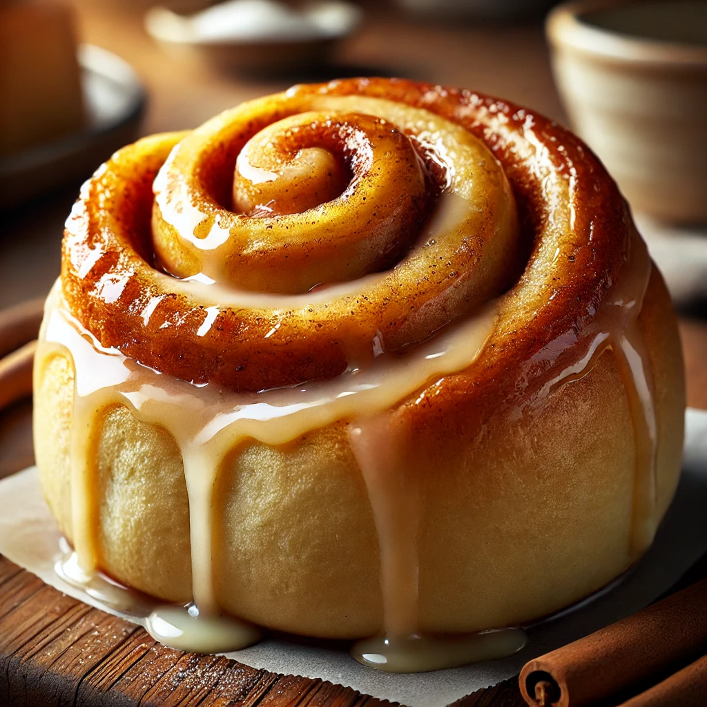 close up image of soft and fluffy yeast cinnamon rolls