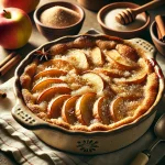 A warm and inviting apple cobbler with sugar sprinkled on top, served fresh in a baking dish, showcasing its golden caramelized crust.