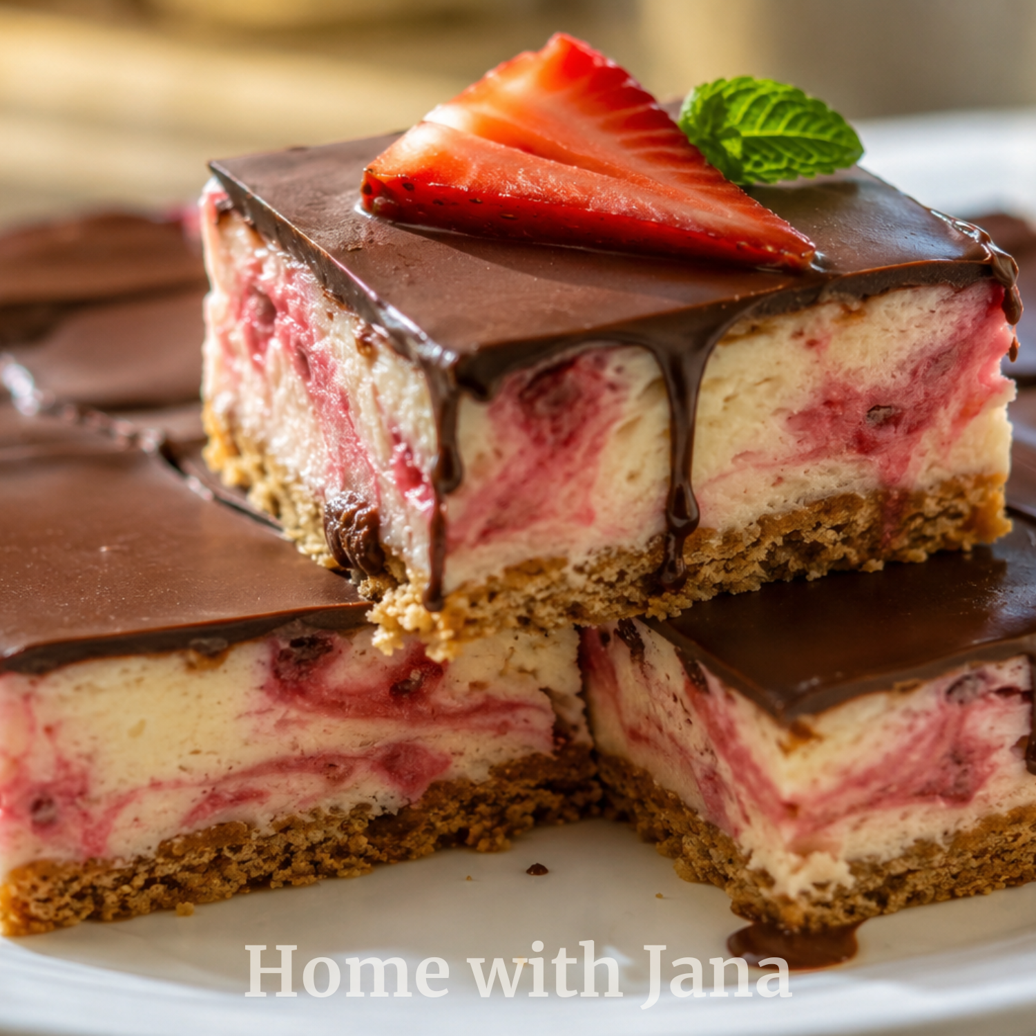 Chocolate Covered Strawberry Cheesecake Bars