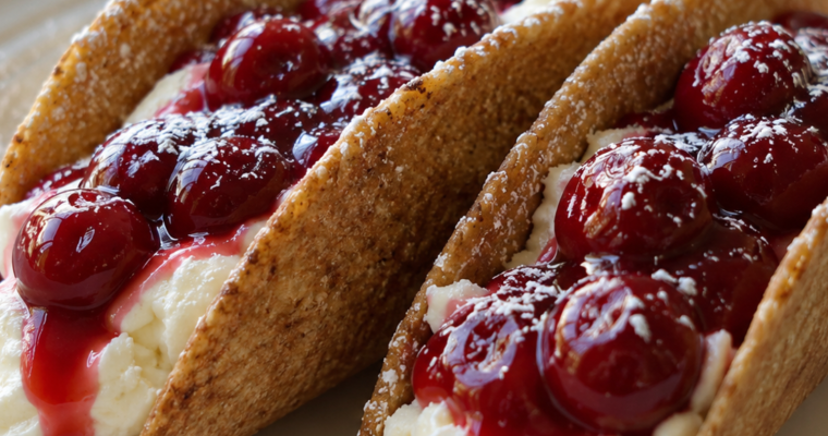 Cherry Cheesecake Tacos