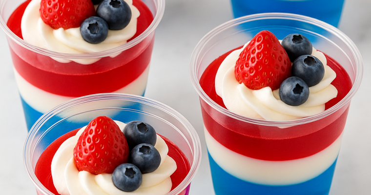 Red, White & Blue Jello Parfaits
