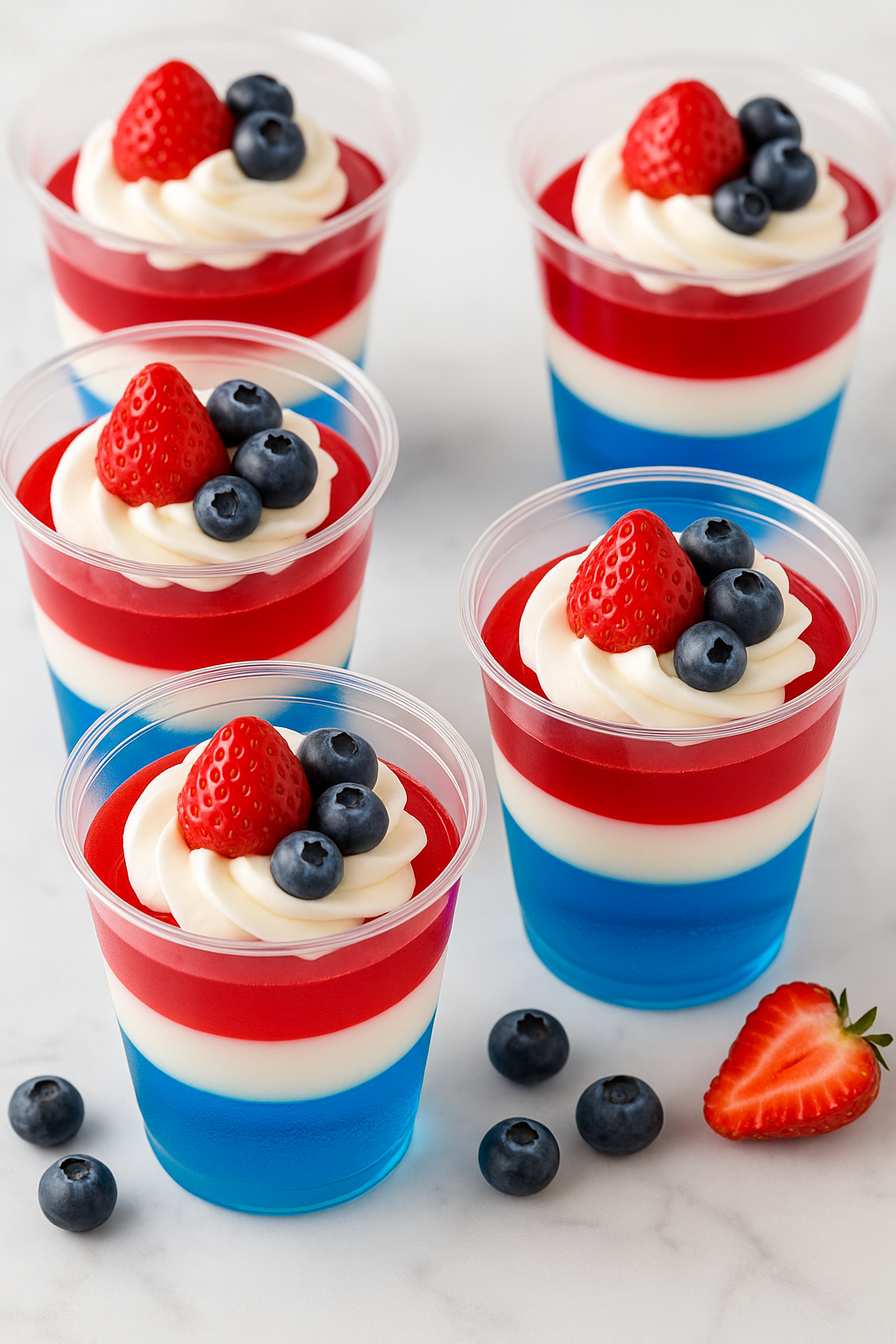 Red White and Blue Jello Parfaits