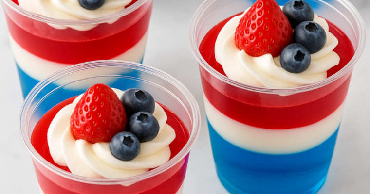 Red, White & Blue Jello Parfaits