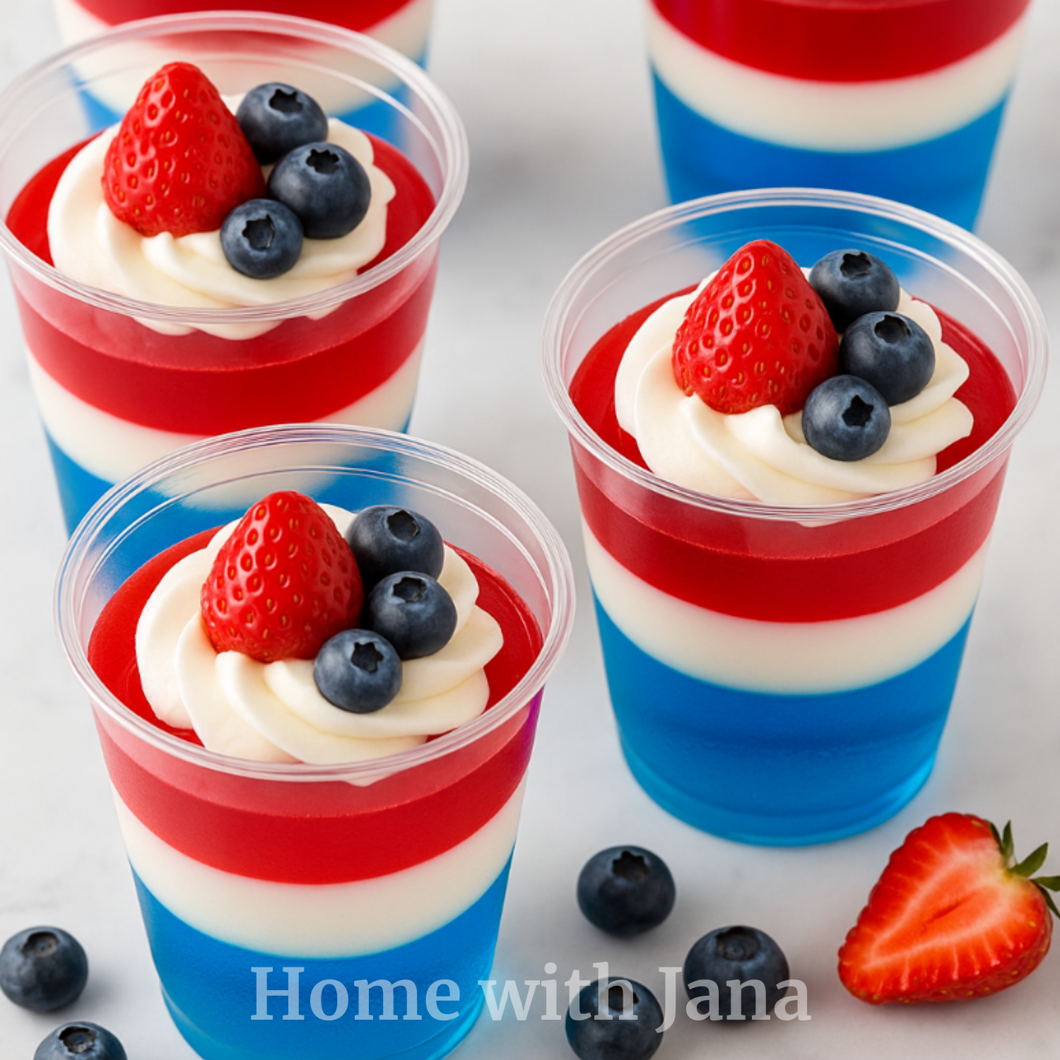 Red, White & Blue Jello Parfaits