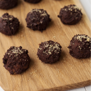 Homemade Chocolate Truffles on a wooden board