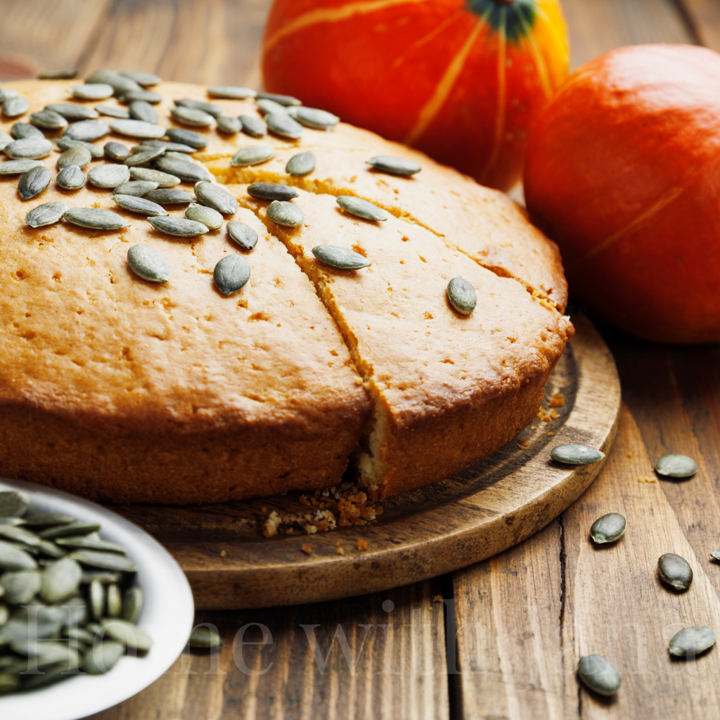 Pumpkin Cake on a wooden board