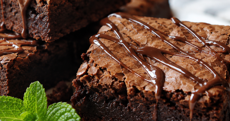 Fudgy Chocolate Drizzle Brownies