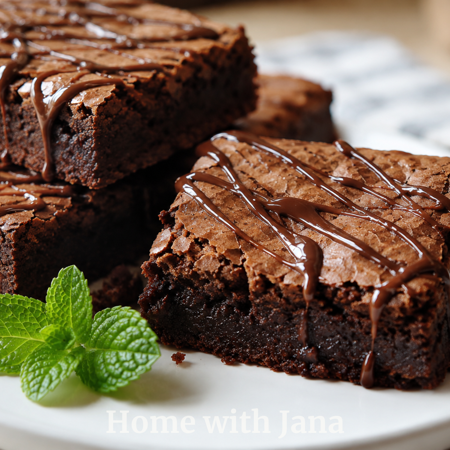 Fudgy Chocolate Drizzle Brownies
