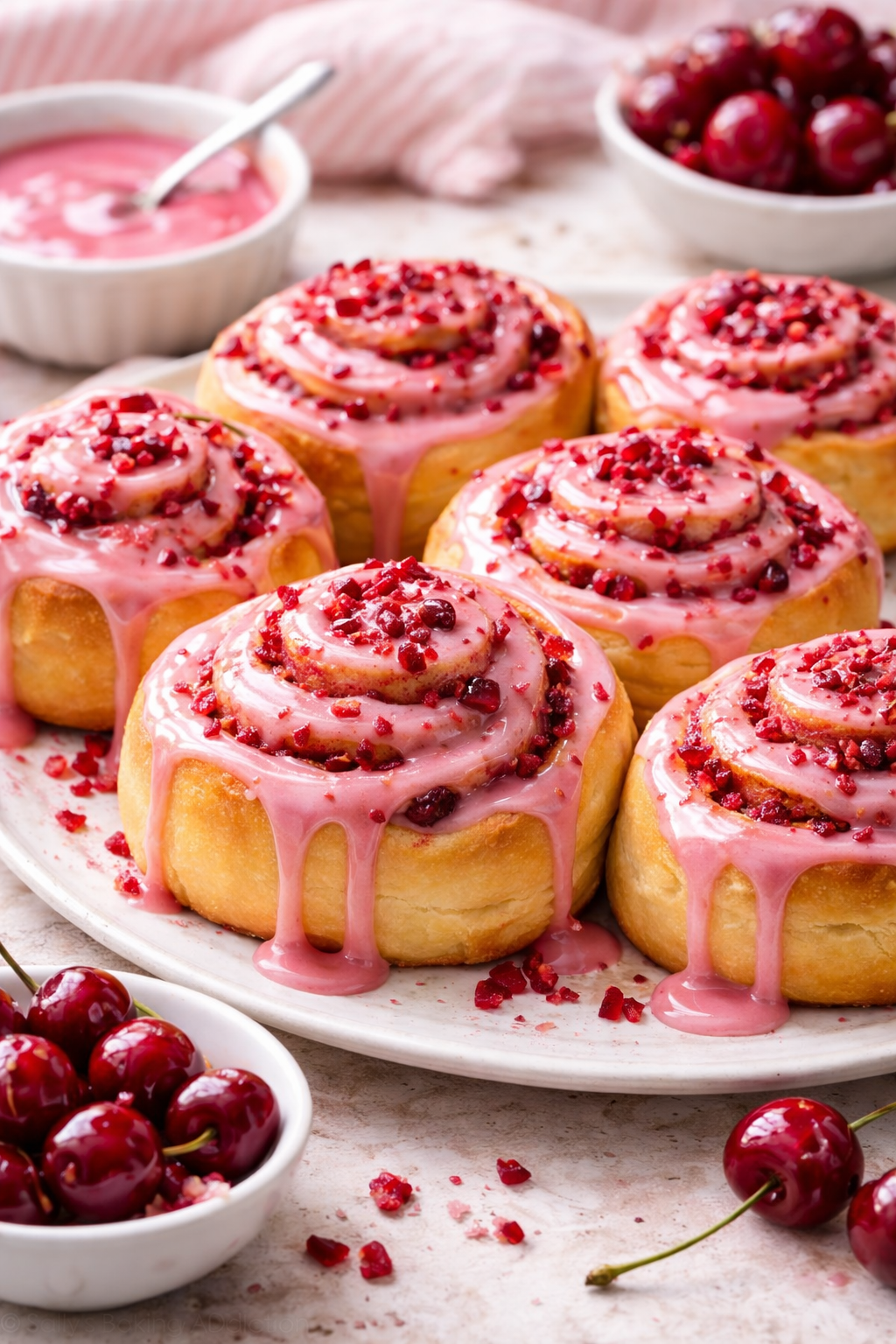 Old-Fashioned Cherry Sweet Rolls with Cherry Cream Cheese Glaze