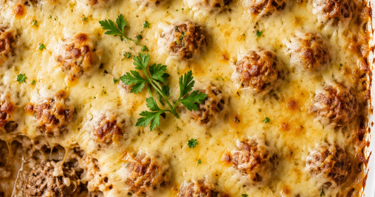 French Onion Meatballs and Rice