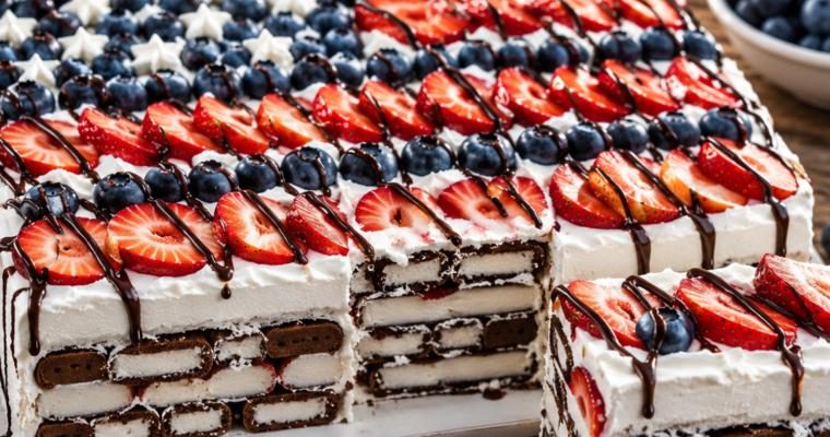 Patriotic Ice Cream Sandwich Cake