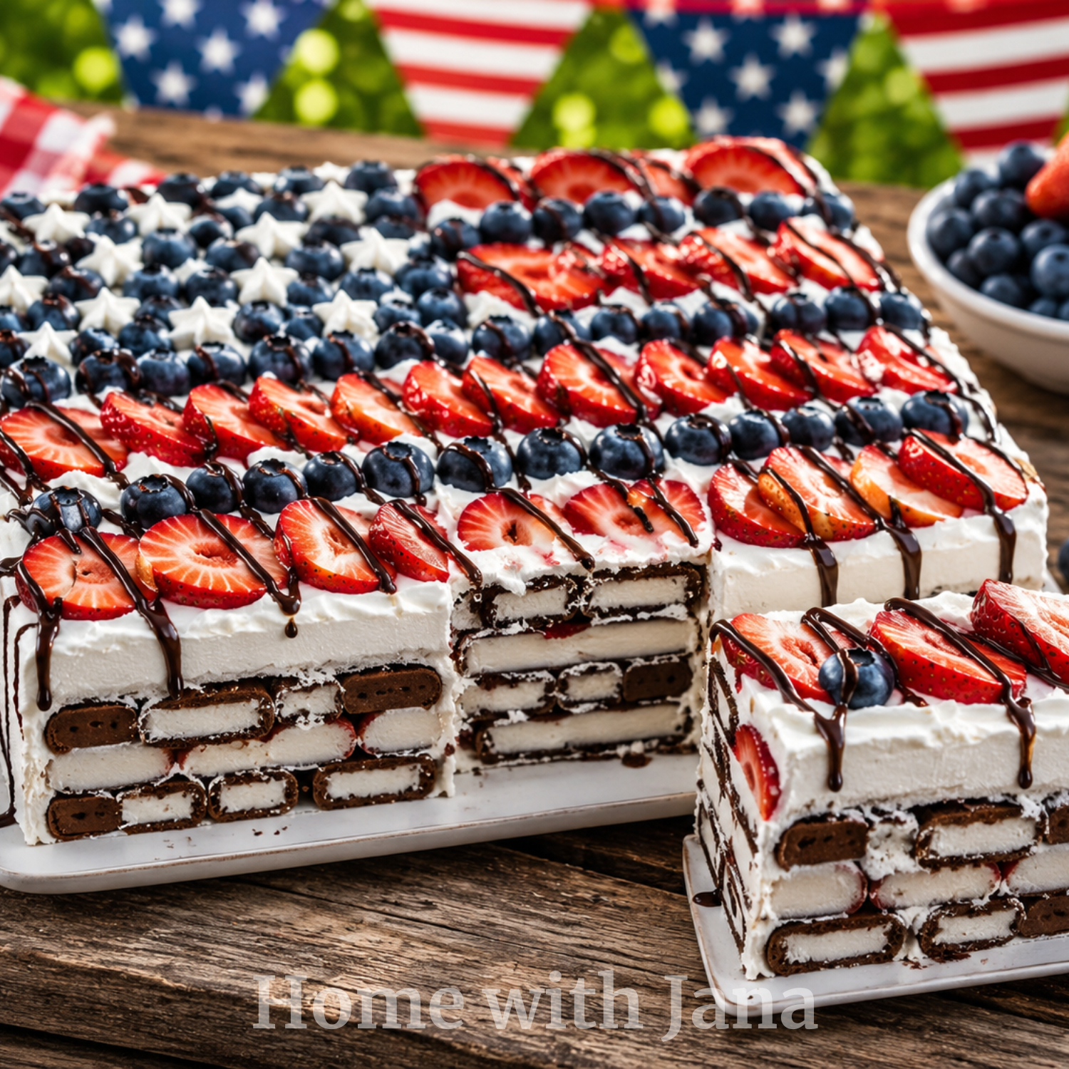 Patriotic Ice Cream Sandwich Cake