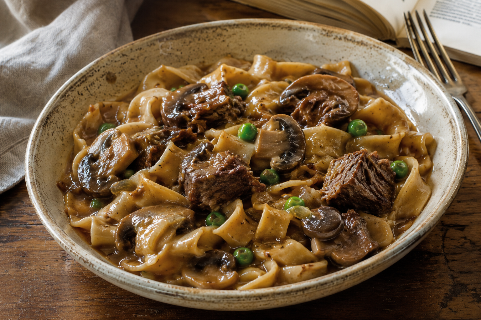 Beef Cube Steak and Noodles with Mushroom Gravy