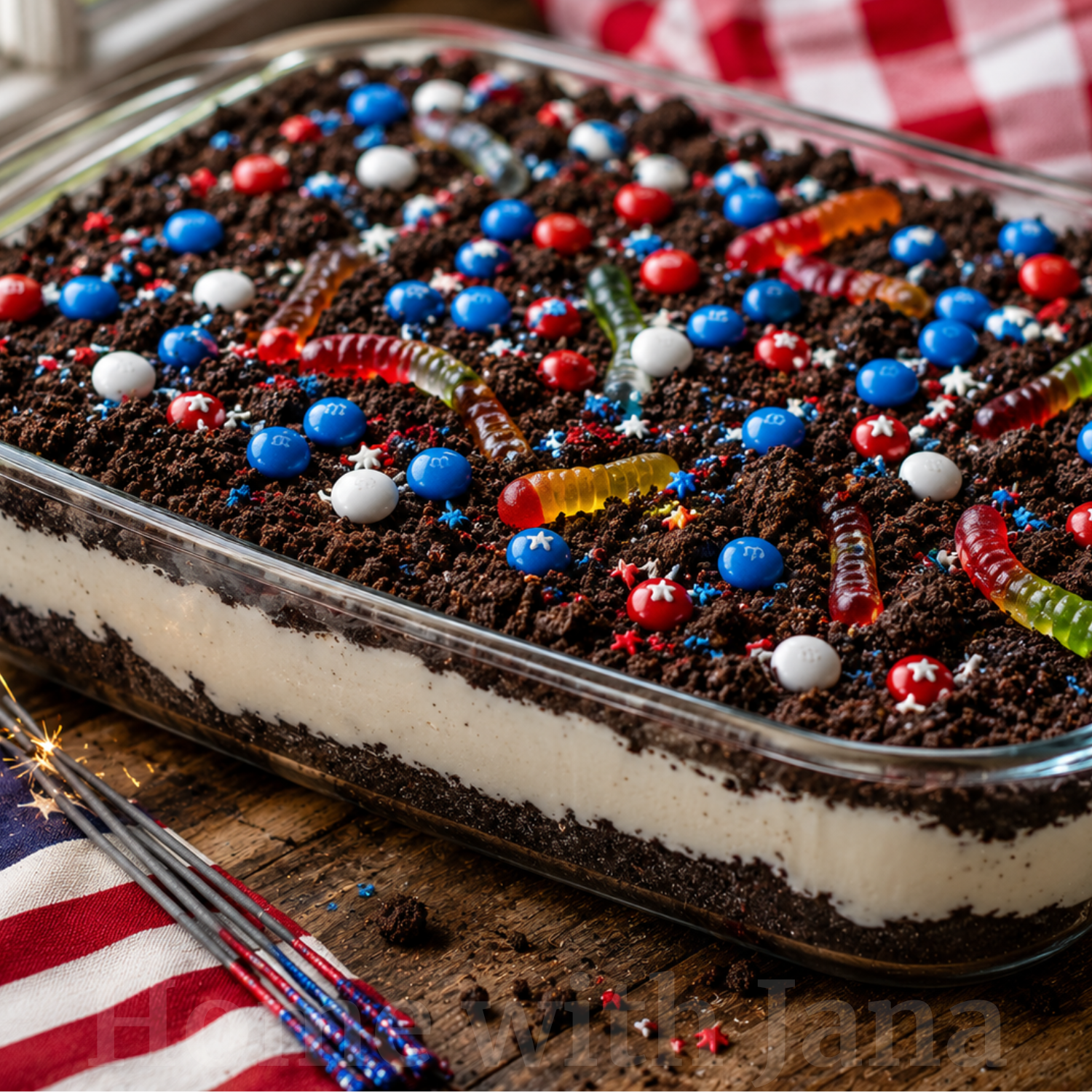No-Bake 4th of July Dirt Cake Casserole